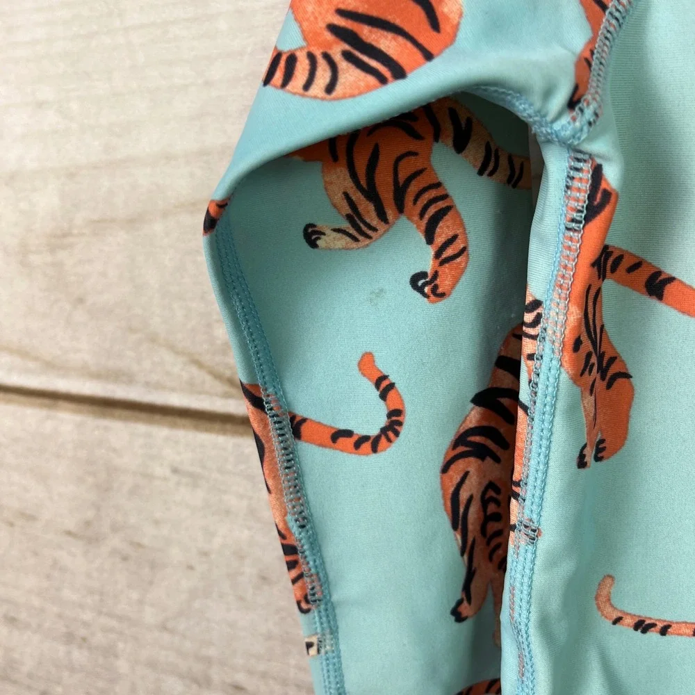 Tea Kids Rashguard Swim Top Coral Bottoms Tiger Print Set 2‎ Swimsuit